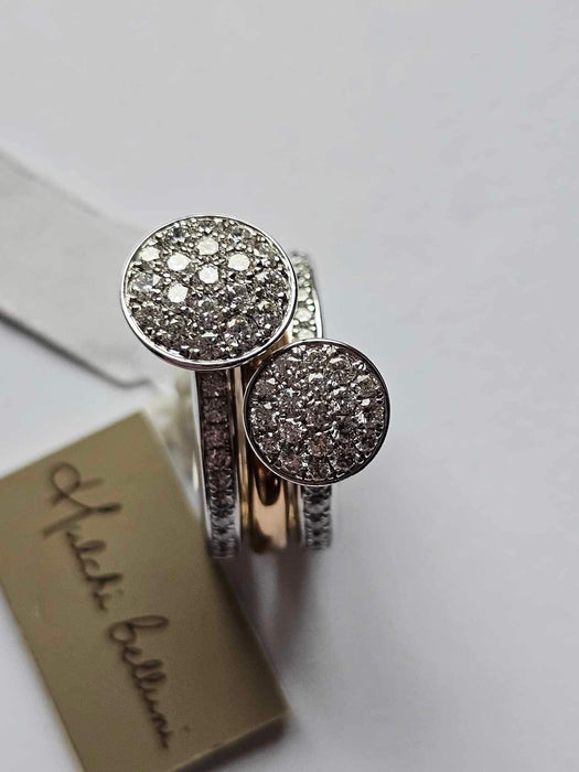 Bague 55 Hulchi Belluni - Bague Funghetti or rose et blanc diamants 58 Facettes 09183s-RWW