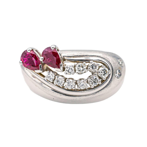 Bague 51 Bague Or blanc, Platine Rubis, Diamant 58 Facettes 578014CD