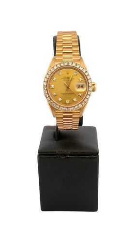 Montre Rolex Lady Oyster perpetual date juste en or et diamants 58 Facettes