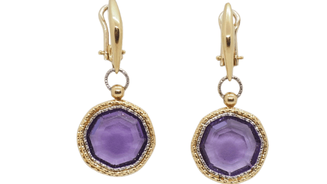 Boucles d'oreilles Boucles d'oreilles en or deux tons et améthystes 58 Facettes 30222