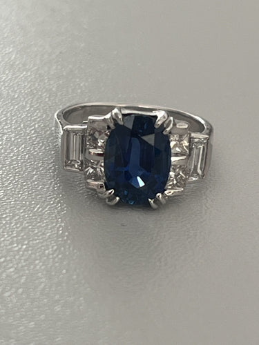 Bague 51 Bague Or Gris Saphir Certifié Diamants 58 Facettes LOT 6396