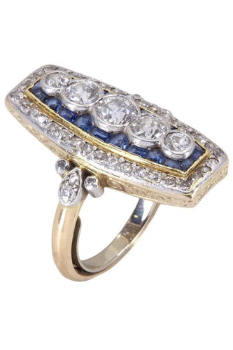 Bague 57 Bague Art Déco saphirs et diamants 58 Facettes 091371