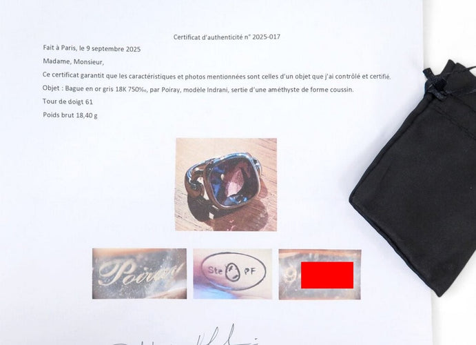 Bague 61 bague POIRAY indrani gm amethyste coussin t61 or blanc 18k 18gr 58 Facettes 266723