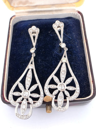 Boucles d'oreilles Boucles d'oreilles en platine serties de diamants 58 Facettes