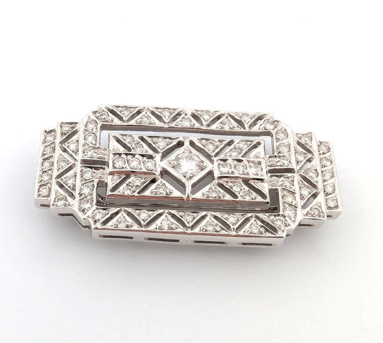 Broche Broche Art Déco en or blanc avec diamants 58 Facettes