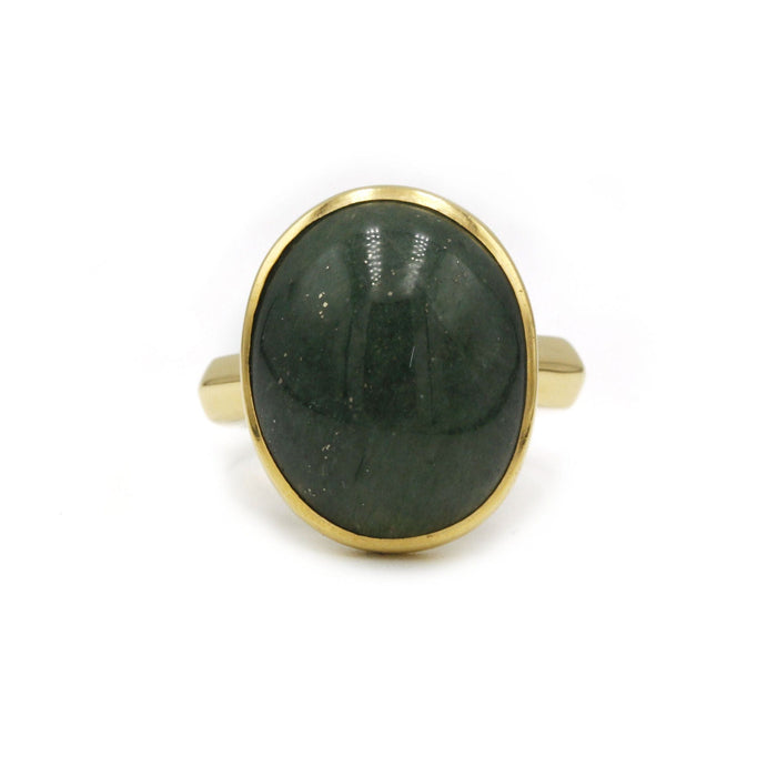 Bague 53 Bague or jaune et aventurine verte 58 Facettes 210111R