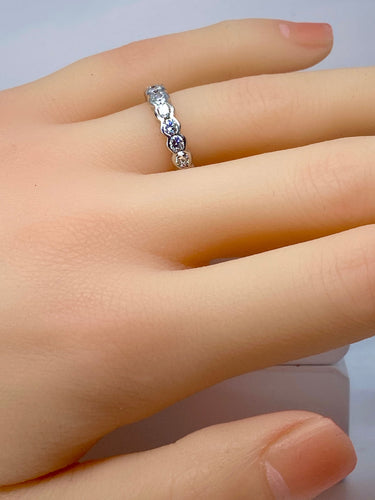 Bague 49 Demie alliance or blanc et diamants 58 Facettes AB635