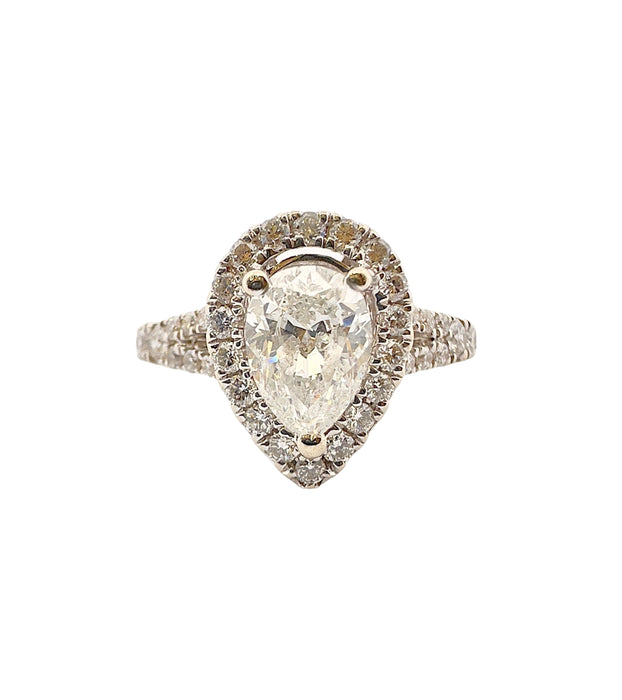 1ct Pear Diamond White Gold Solitaire Ring
