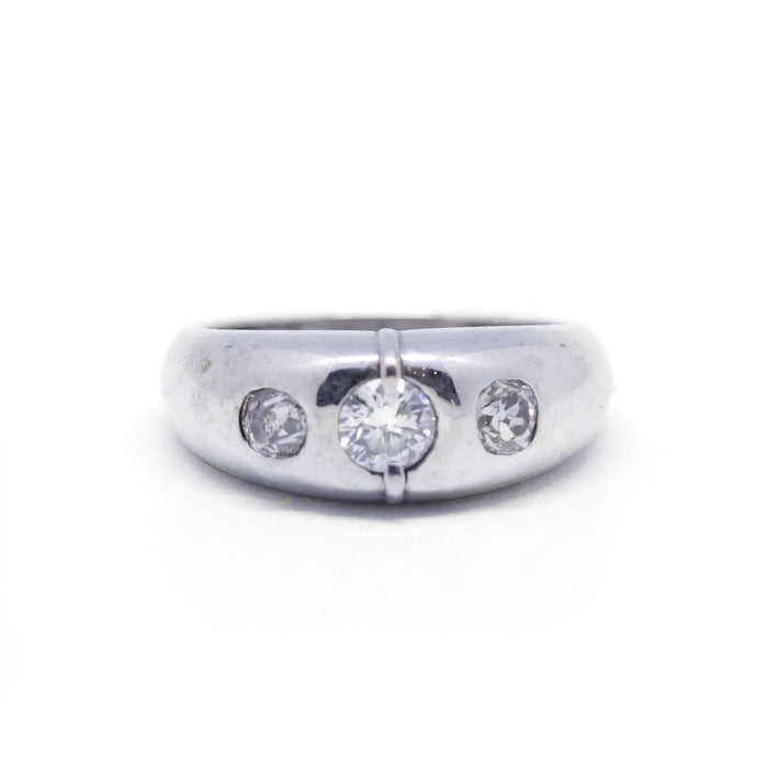 Bague 53 Bague jonc or blanc et diamants 58 Facettes 160163R