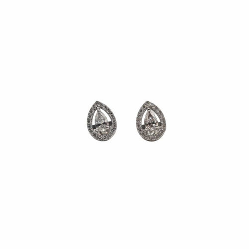 Boucles d'oreilles Boucles d'oreilles en or blanc 18 carats serties de diamants naturels 58 Facettes