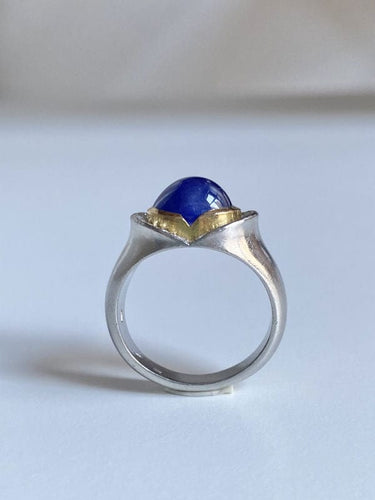 Bague 55 Bague en platine, saphir et diamants 58 Facettes