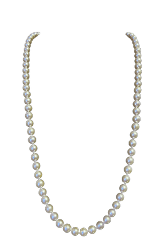 Collier Sautoir collier choker 80 perles de culture Akoya fermoir or et diamants 65,5 cm 58 Facettes