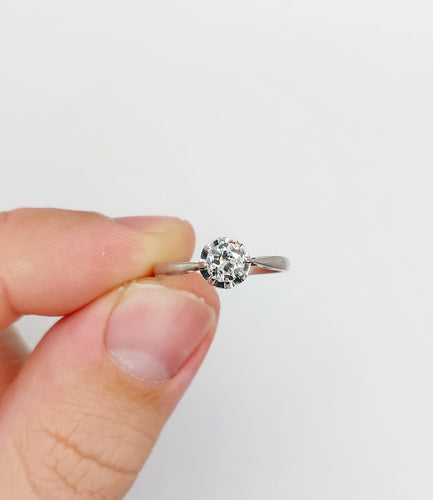 Art deco -sormus Solitaire Platina, vanhan mallinen timantti 0,43 karaattia (noin 1930) 