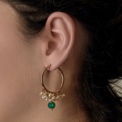 Boucles d'oreilles Boucles d'oreilles en or jaune et Chrysoprases 58 Facettes PER0470