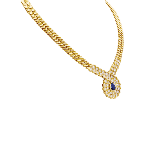 Collier Collier Van Cleef & Arpels, or jaune, saphir, diamants. 58 Facettes 34594