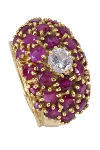 Bague 53 BAGUE DÔME RUBIS ET DIAMANT 58 Facettes 084191