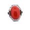 Bague BAGUE - OR BLANC 18KT - CORAIL CABOCHON 58 Facettes