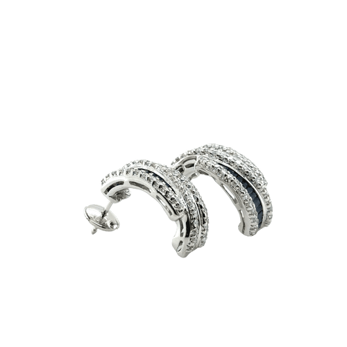 Boucles d'oreilles Boucles d’oreilles or blanc - Saphirs et Diamants 58 Facettes 1.0000398/2