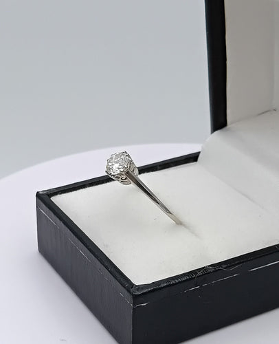 Bague 54 Bague solitaire ancienne platine, diamant 58 Facettes