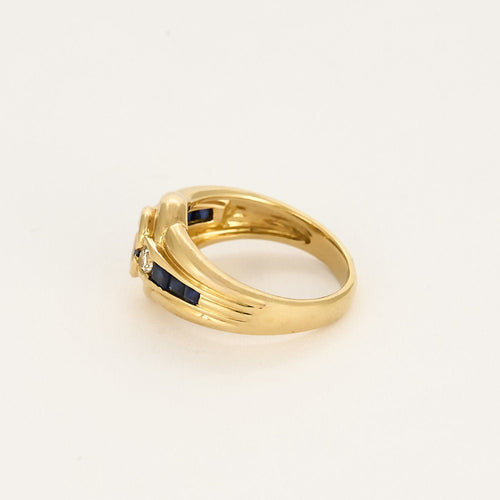 Bague 49 Bague en or jaune, saphir et diamants 58 Facettes SAI0750
