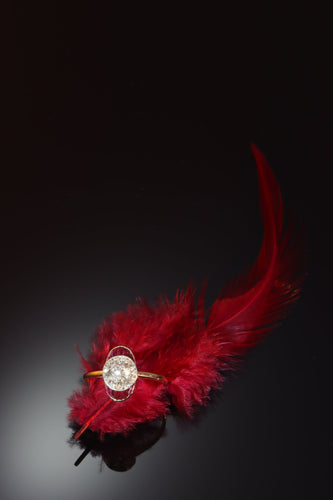 Bague 58 Bague de fiançailles Art déco vintage en diamant et rubis 58 Facettes 22237-0168