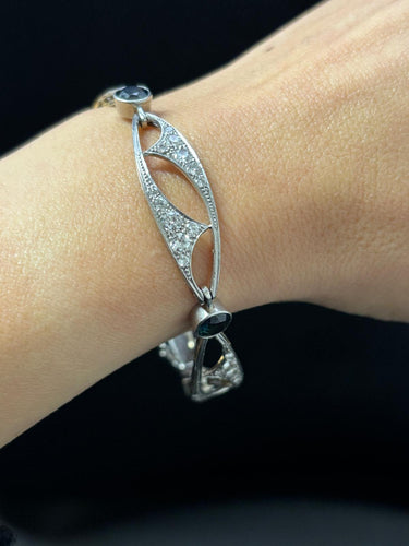 Bracelet Bracelet Art Nouveau platine, diamants et saphirs 58 Facettes