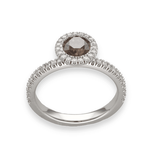 Bague 55 Solitaire De Beers Aura en platine - 1,00 ct Fancy Dark Brown + 0,36 ct F-VVS - Taille 55 - Série complète 2020 58 Facettes FB10126