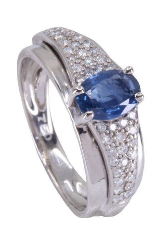 Bague 54 Bague moderne saphir et diamants 58 Facettes 084261