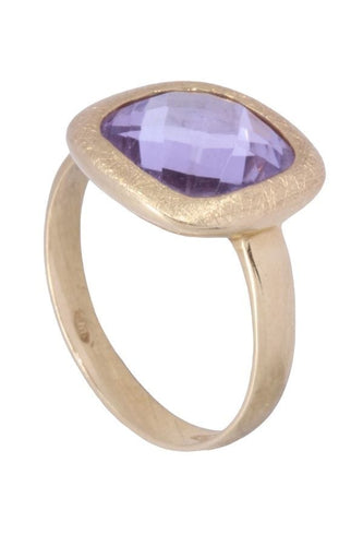 Bague 54 Bague moderne or jaune améthyste 58 Facettes 089081