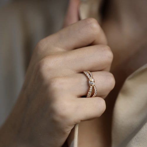 Bague 53 Bague Chaumet Liens Seduction en or rose 18 Cts et diamants - Taille 53 - Boite d'origine 58 Facettes FB10016