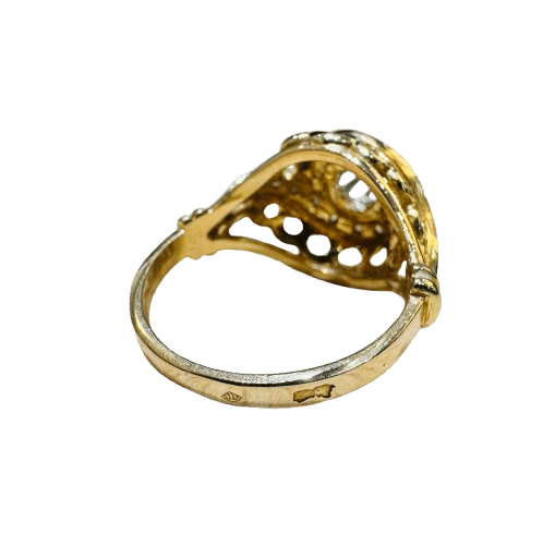 Bague 50 Bague ancienne en or jaune et platine sertie d'un diamant 58 Facettes 4180