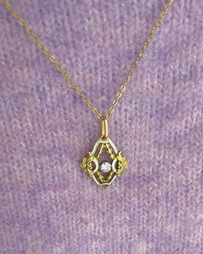 Pendentif Pendentif Art déco en or jaune 18 carats, émail et diamant 58 Facettes