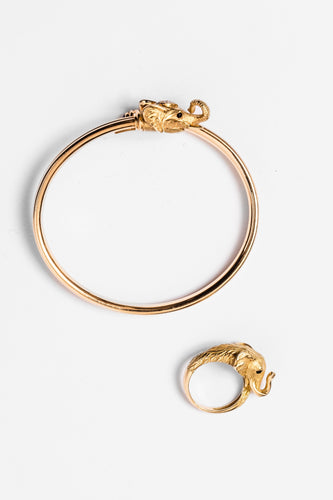 Bracelet Bracelet JEAN ET PIERRE BELLIN Éléphant double jonc ouvert en or jaune, saphir, onyx et diamants 58 Facettes