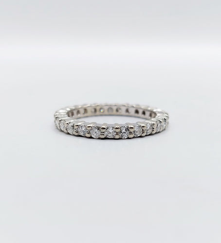 Bague 49.5 Alliance américaine or blanc et diamants 58 Facettes A05317