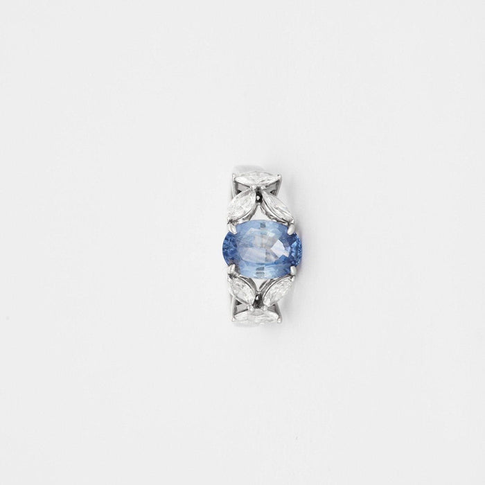 Bague Bague or blanc saphir bleu diamants 58 Facettes