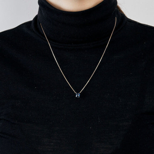 Collier Collier or rose serti d’un saphir 58 Facettes