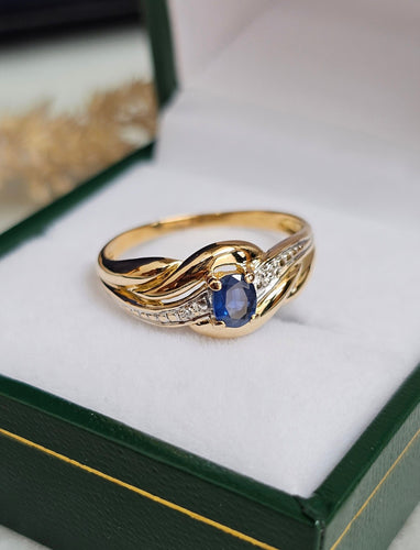 Bague 55 Bague Saphir en Or jaune et Blanc 58 Facettes 637