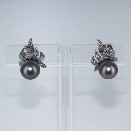 Boucles d'oreilles Boucles à clips perles de Tahiti et diamants 58 Facettes