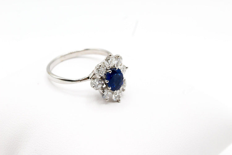 Bague 62 Bague or blanc, saphir et diamants 58 Facettes 240462