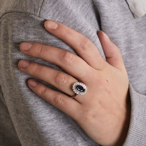 Bague Bague Pompadour Art-Déco Saphir Diamants 58 Facettes