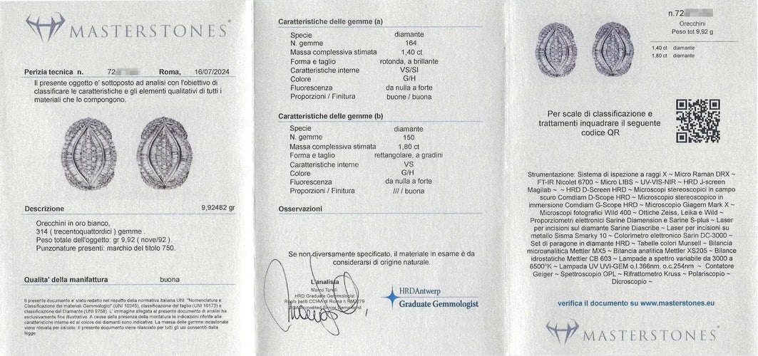 Boucles d'oreilles Boucles d'oreilles en or blanc serties de diamants de 3,20 carats 58 Facettes 14719