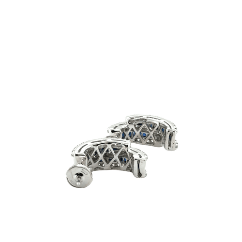 Boucles d'oreilles Boucles d’oreilles or blanc - Saphirs et Diamants 58 Facettes 1.0000398/2