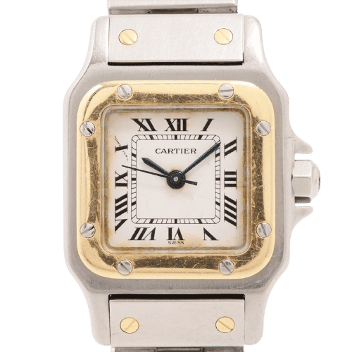 Montre Cartier - Montre Santos Galbée en acier et or jaune 58 Facettes