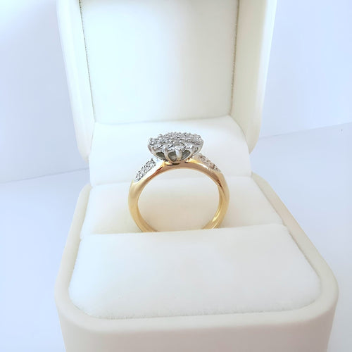 Bague 56.5 Bague fleur contemporaine Diamants Or 2 tons 18K 58 Facettes 1758