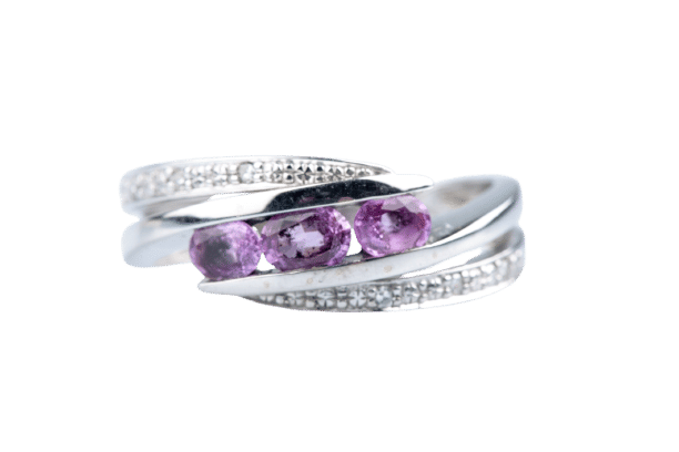 Bague 55 Bague or blanc, améthystes et diamants 58 Facettes BG-NE352-107