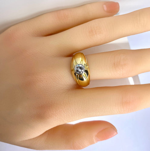 Bague 58 Bague jonc en or jaune et diamants 58 Facettes AB590bis