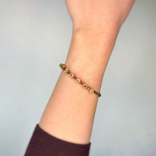 Bracelet Bracelet Rigide - Or, Péridots et Rubis 58 Facettes 250344R