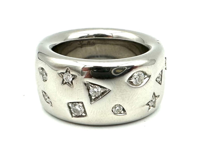 Bague 55 POMELLATO. Collection "Iconica", bague or blanc et diamants 58 Facettes