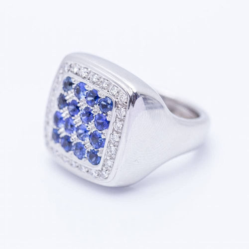 Bague 53 Bague en or blanc avec diamants et saphirs 58 Facettes N102921EJ