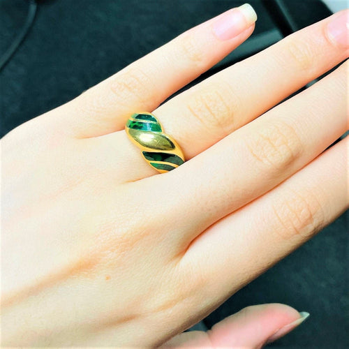 Bague Bague Tressée Or Jaune avec Email Verte 58 Facettes 20400000612